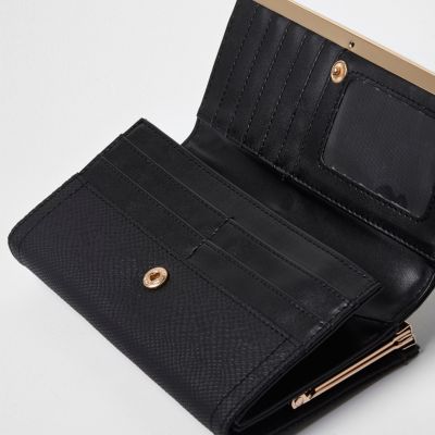 Black panel clip top purse